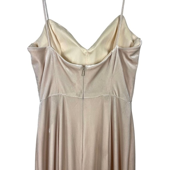 Nouvelle Amsale Sara Dress Full Length Champagne Formal Bridesmaid Velvet Prom - Picture 10 of 12